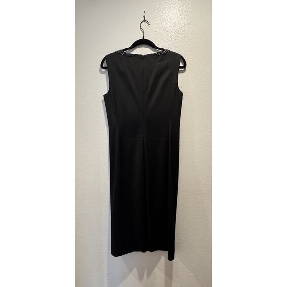 Hugo Boss Sheath Dress Women’s Size 8 Embellished Neck Black Wool Blend Classic - Picture 4 of 9